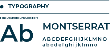 Gráfico ilustrativo de un manual de marca donde se muestra la tipografía