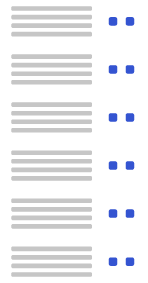 Gráfico de lista de elementos con dos puntos a la derecha en color azul